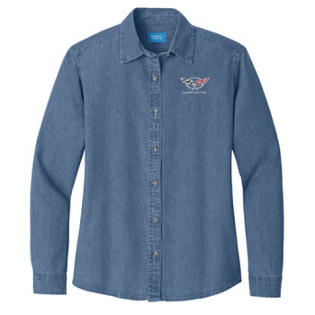 Port & Company Ladies Long Sleeve Value Denim Shirt Thumbnail